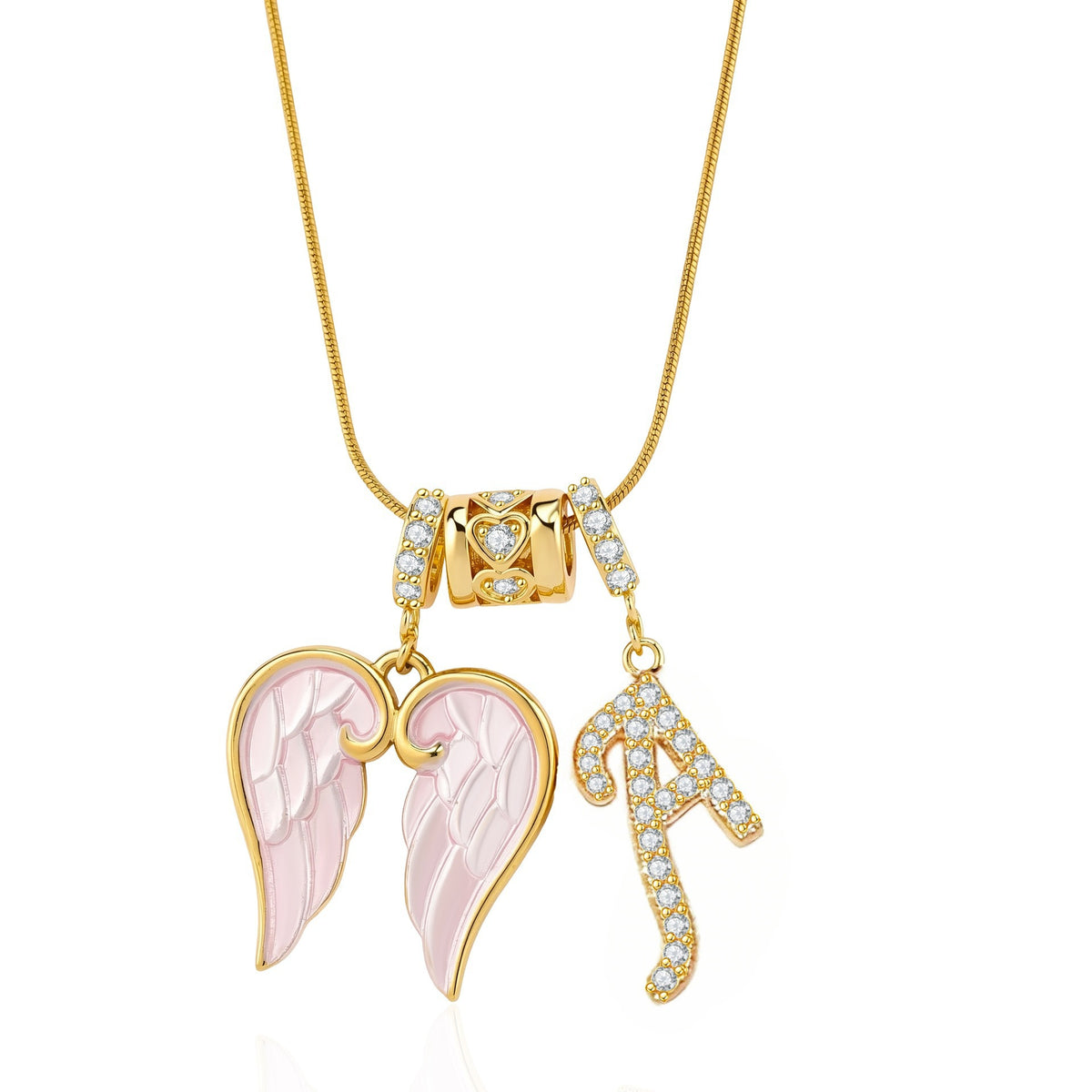 Angel Wing Initial Necklace