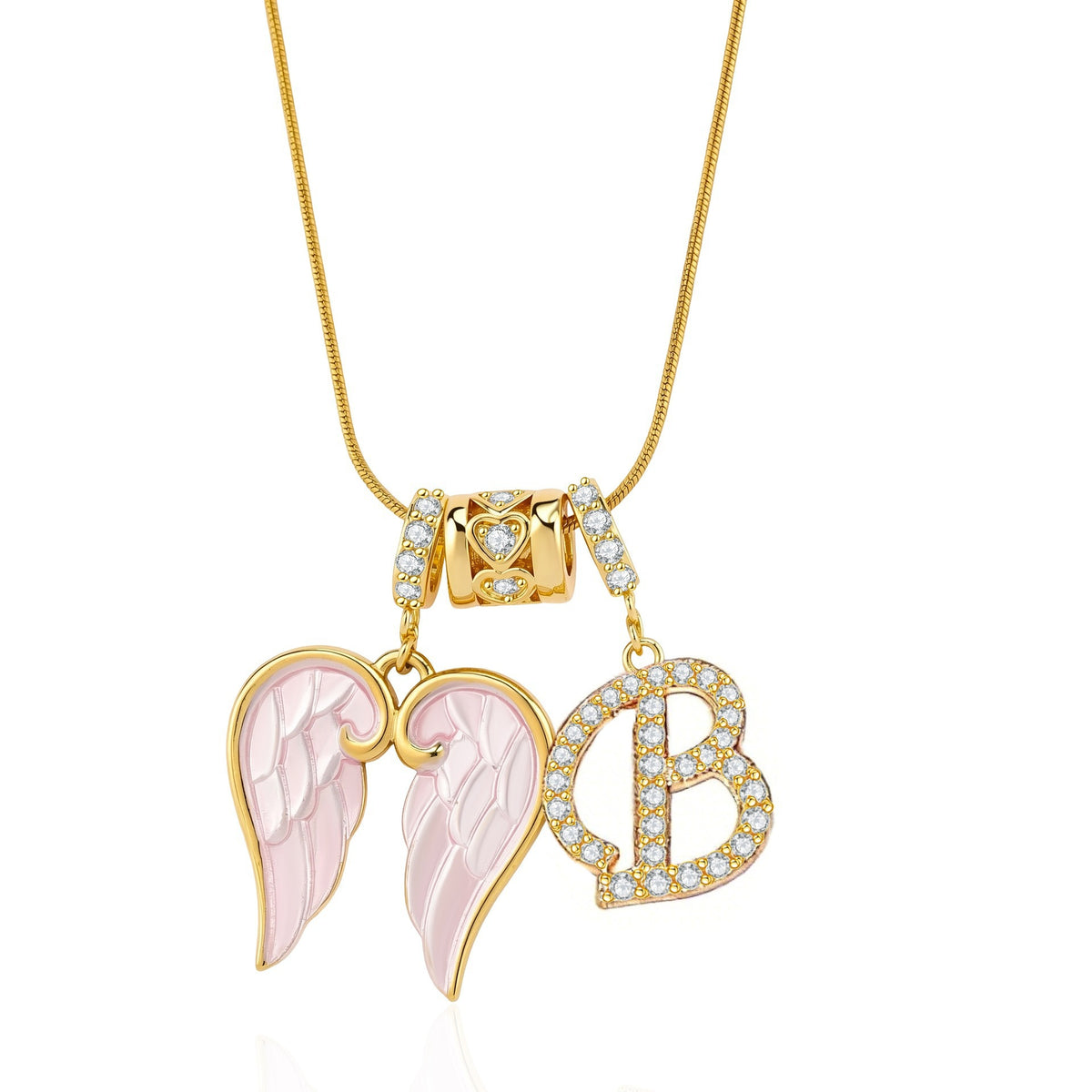 Angel Wing Initial Necklace