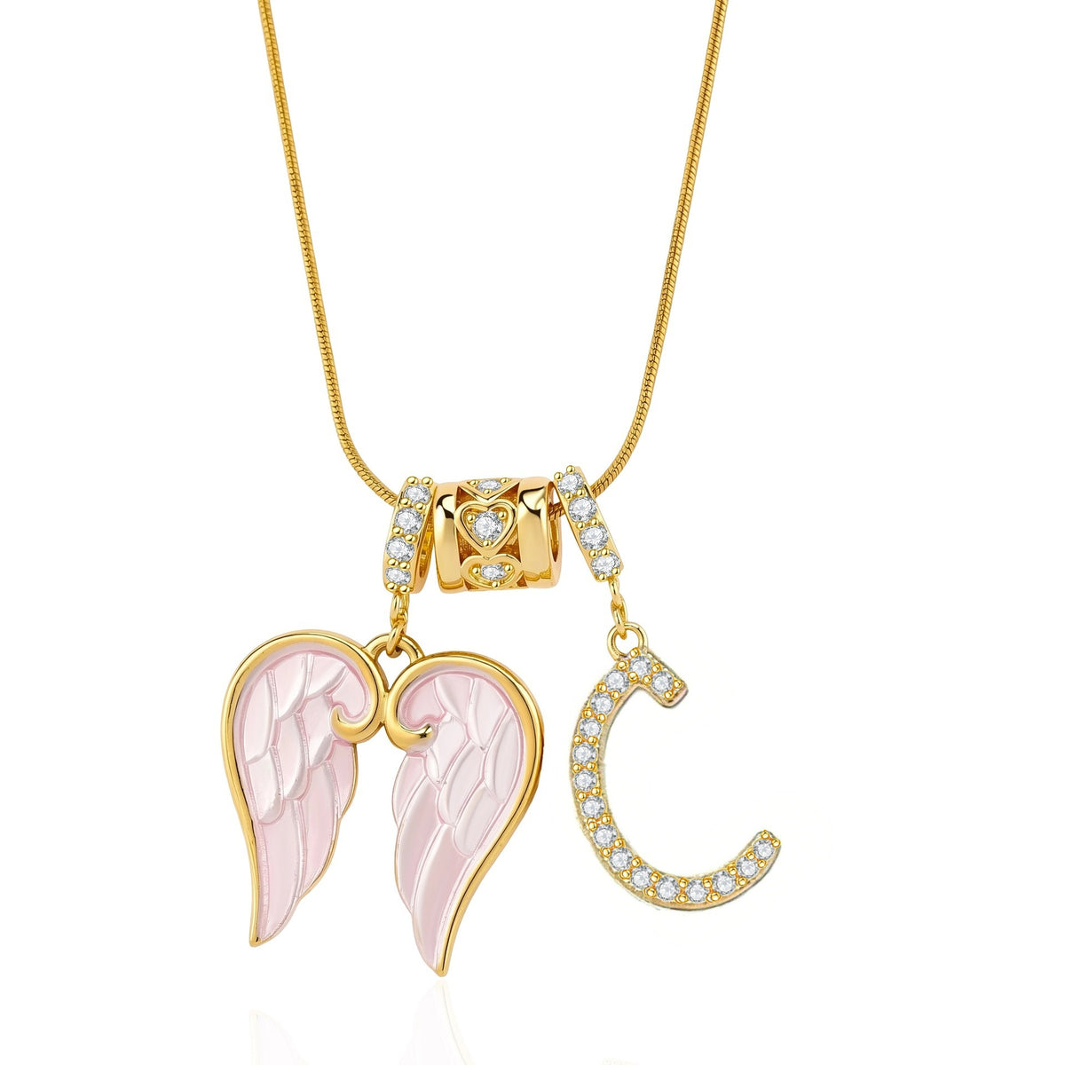 Angel Wing Initial Necklace