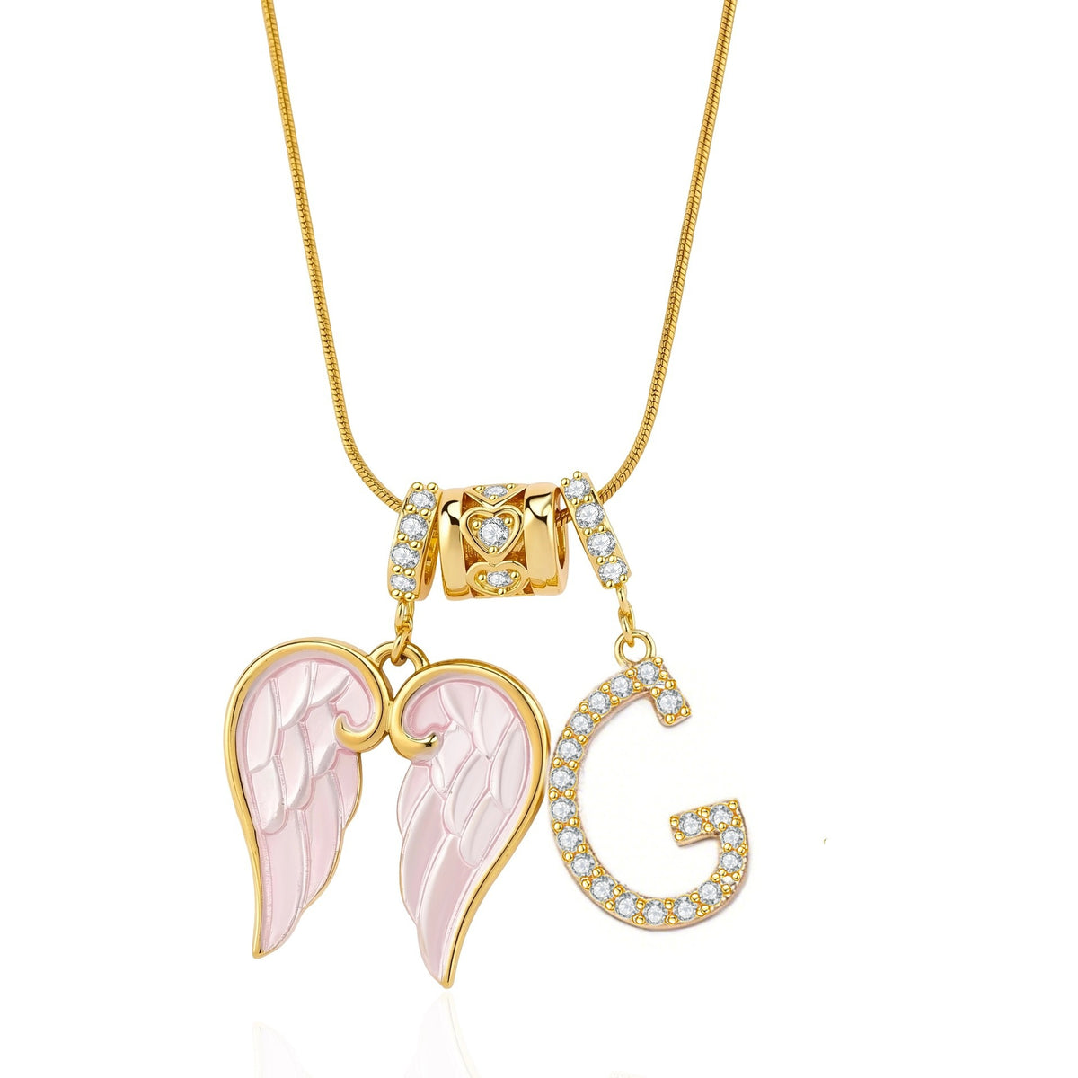 Angel Wing Initial Necklace