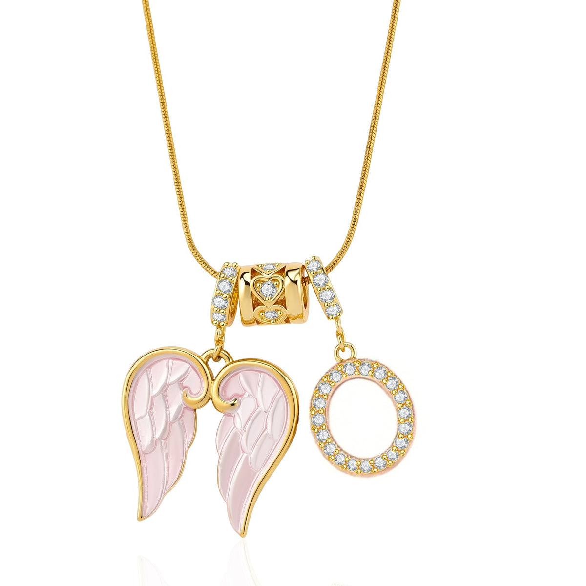 Angel Wing Initial Necklace