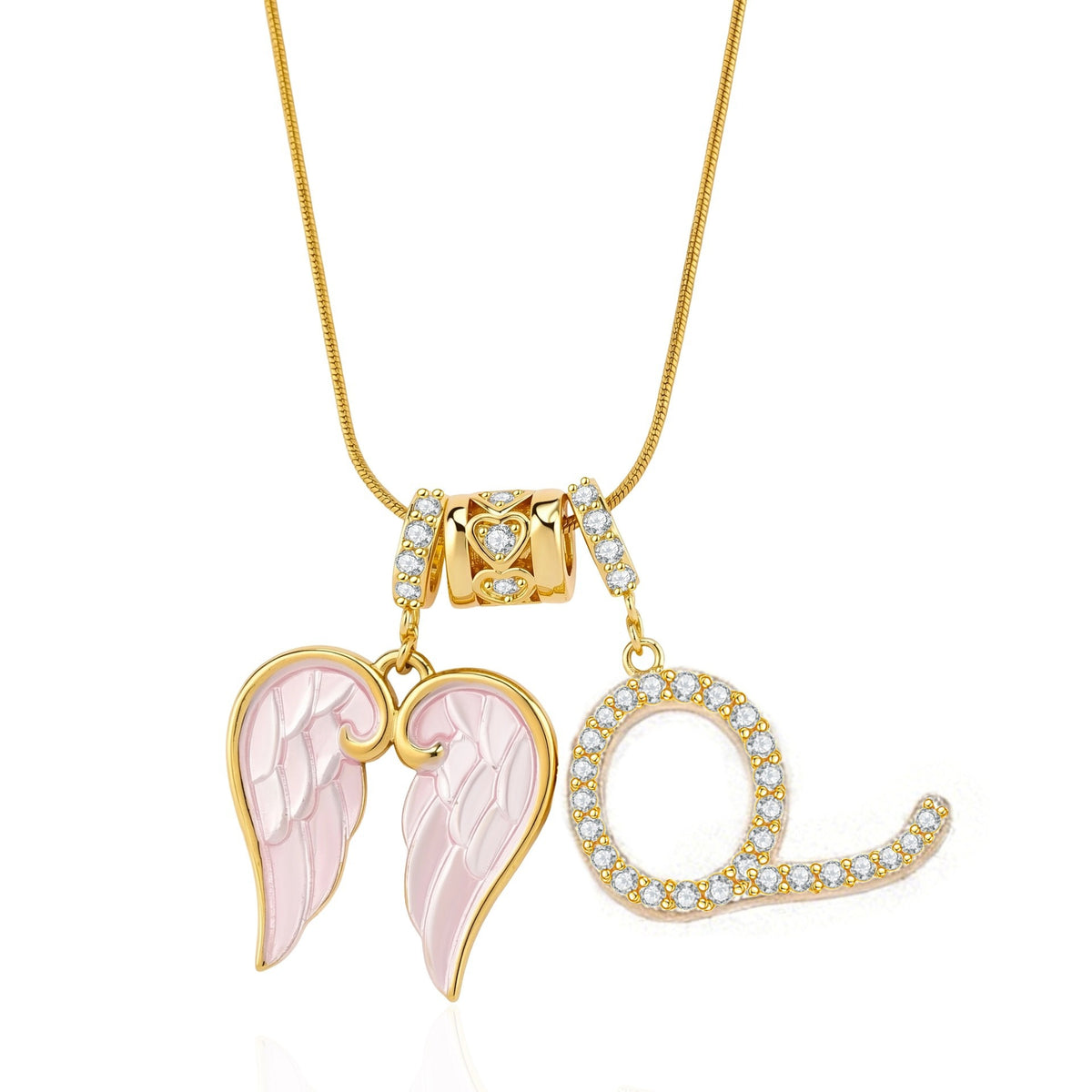 Angel Wing Initial Necklace