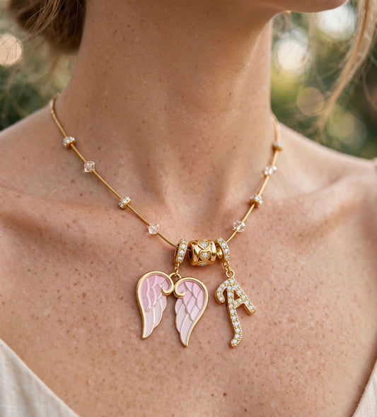 Angel Wing Initial Necklace