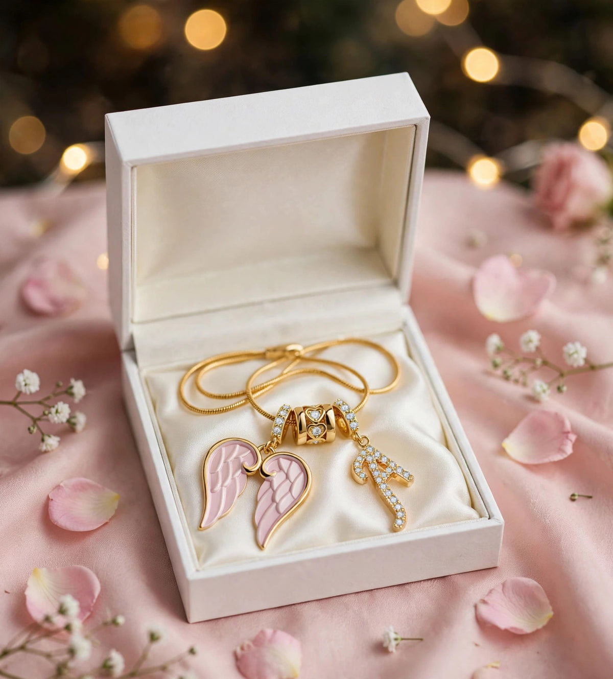Angel Wing Initial Necklace