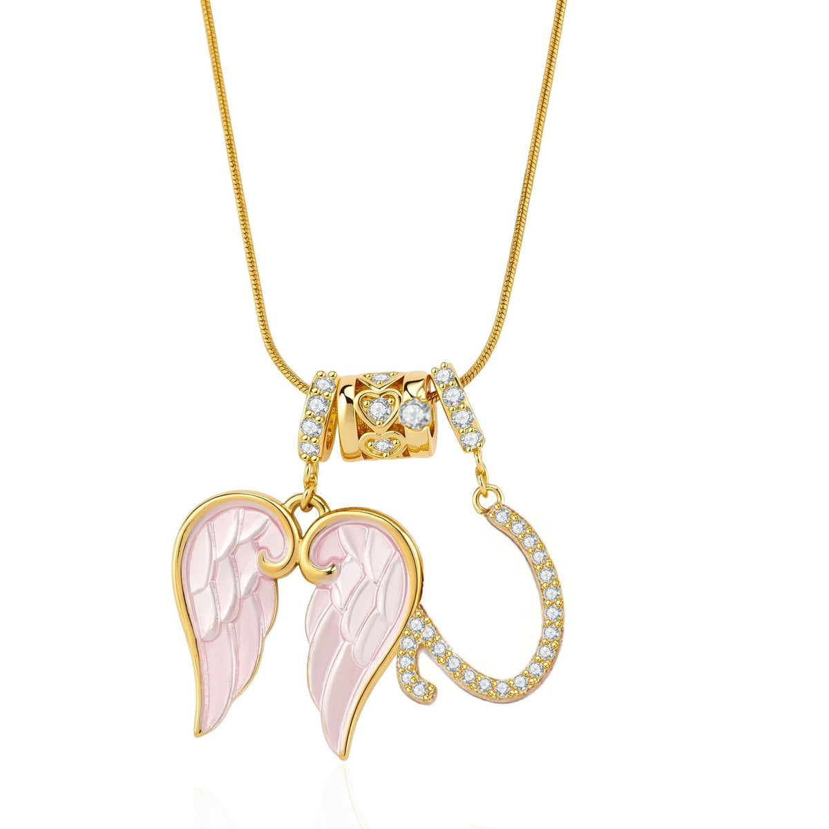 Angel Wing Initial Necklace