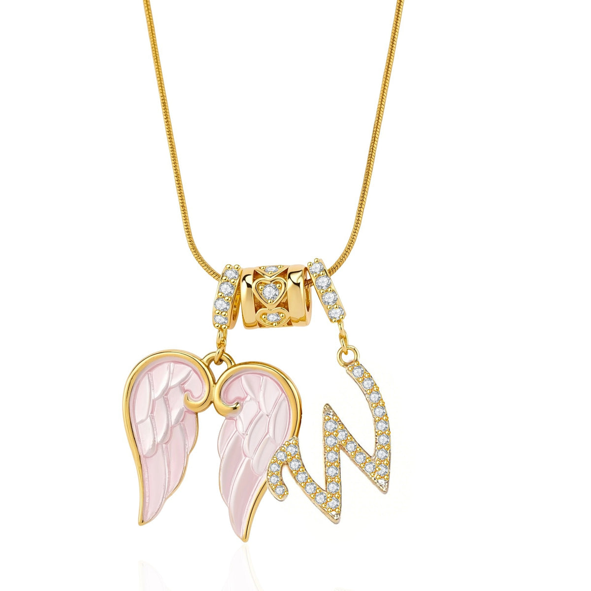 Angel Wing Initial Necklace