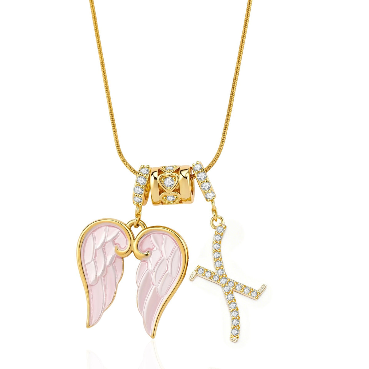 Angel Wing Initial Necklace