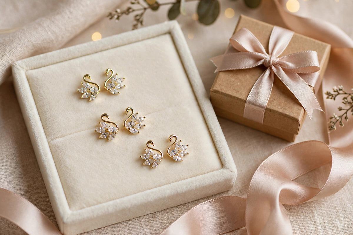 Swan Crystal Stud Earrings