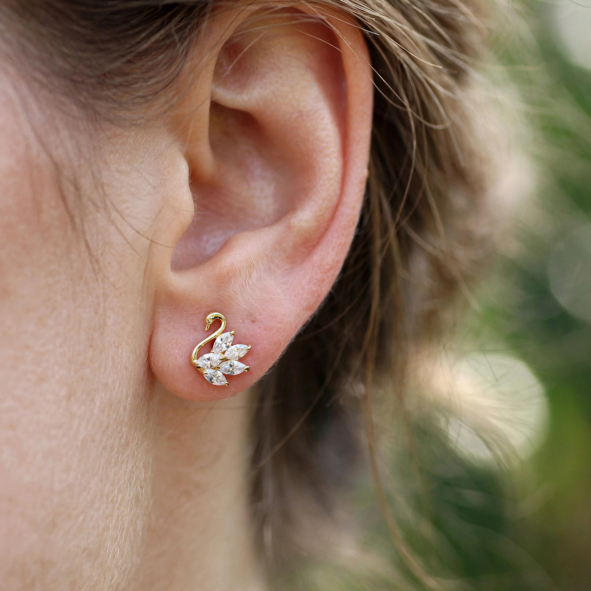 Swan Crystal Stud Earrings