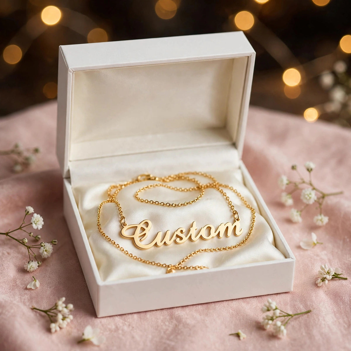 Custom name necklace in gift box