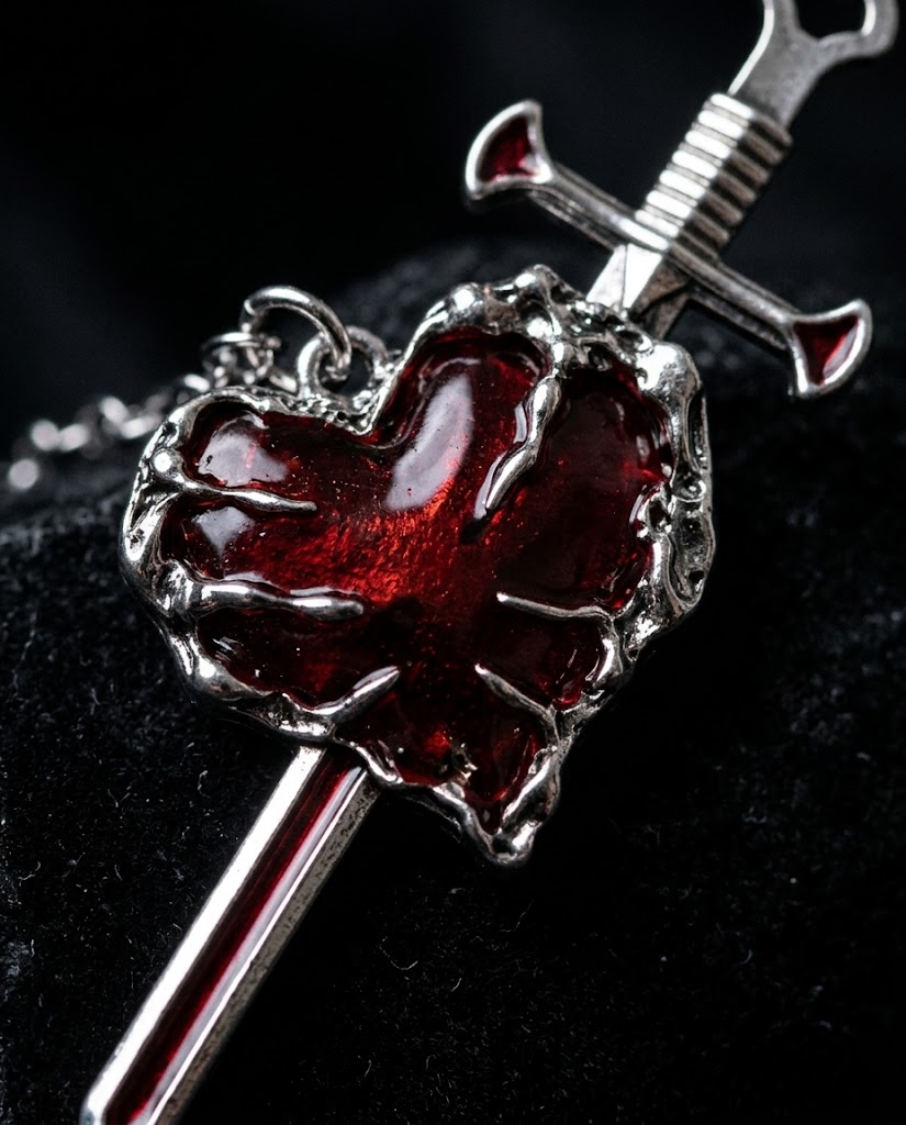 Molten heart and sword macro detail