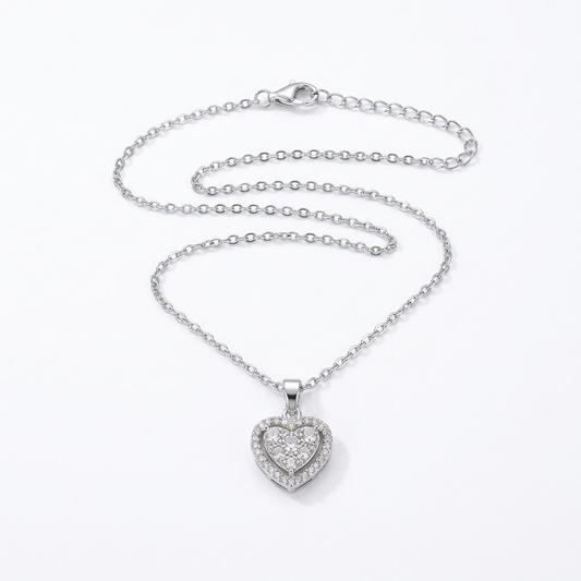 Pavé crystal heart necklace product shot