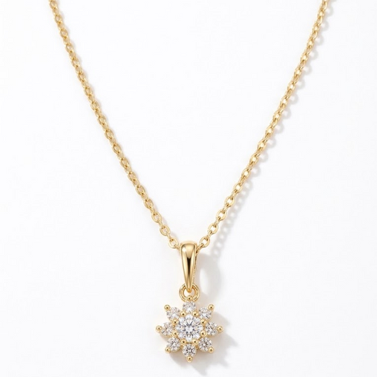 Sterling silver snowflake necklace product shot
